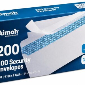 Aimoh #10 Security Mailing Envelopes Letter Size, Self Seal, 200 Count