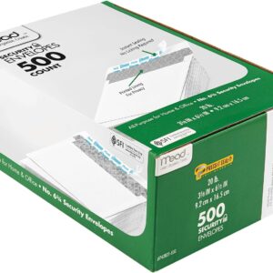 Mead #6-3/4 Envelopes, 3-5/8" x 6-1/2", Security Printed Lining for Privacy, Press-It Seal-It Self Adhesive Closure, White All-Purpose 20-lb Paper Mailing Envelopes, 500 Count (742021)